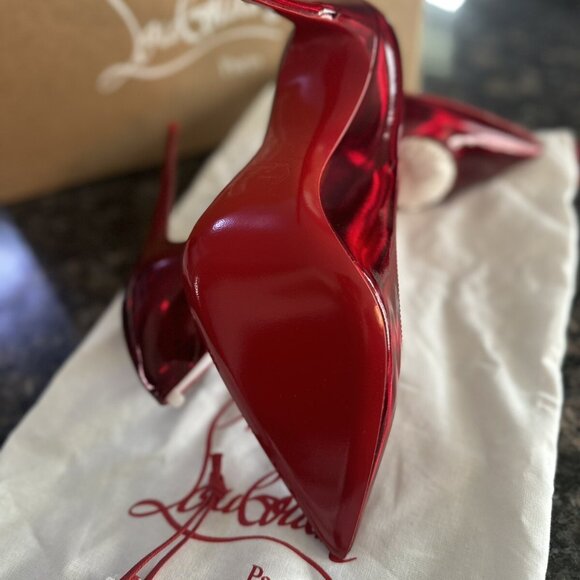 Christian Louboutin Kate 100 Patent Psychic Red Pumps - Picture 6 of 9